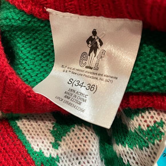 Elf The Movie OMG SANTA I KNOW HIM Ugly Christmas Sweater Size Small (34-36) - Picture 4 of 5